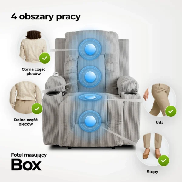 Scaun de masaj reclinabil din catifea gri BOX