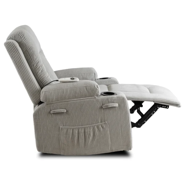 Scaun de masaj reclinabil din catifea gri BOX