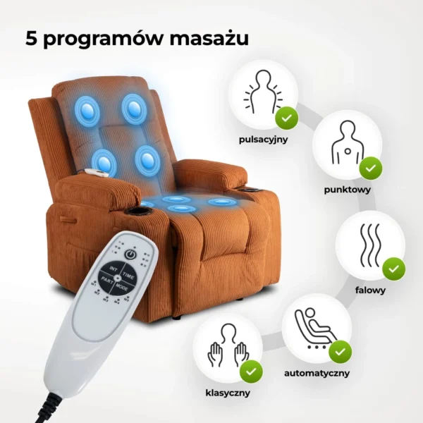 Scaun de masaj reclinabil BOX Rudy Corduroy