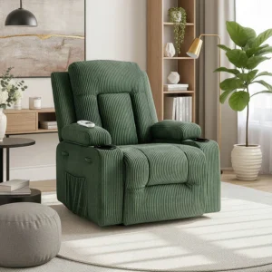 Scaun de masaj reclinabil din catifea verde BOX