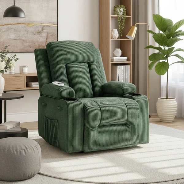 Scaun de masaj reclinabil din catifea verde BOX