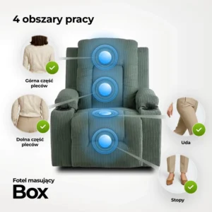 Scaun de masaj reclinabil din catifea verde BOX