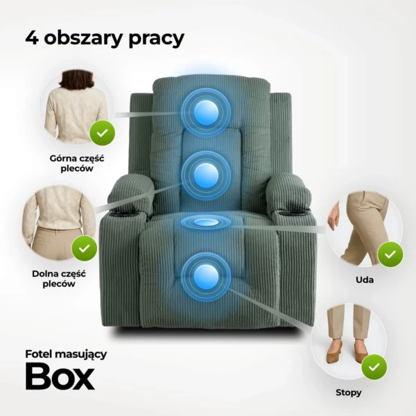 Scaun de masaj reclinabil din catifea verde BOX