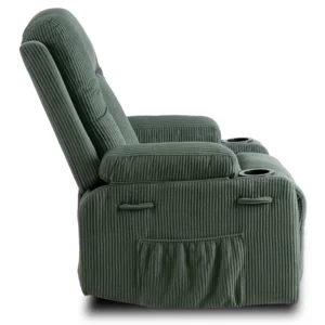 Scaun de masaj reclinabil din catifea verde BOX