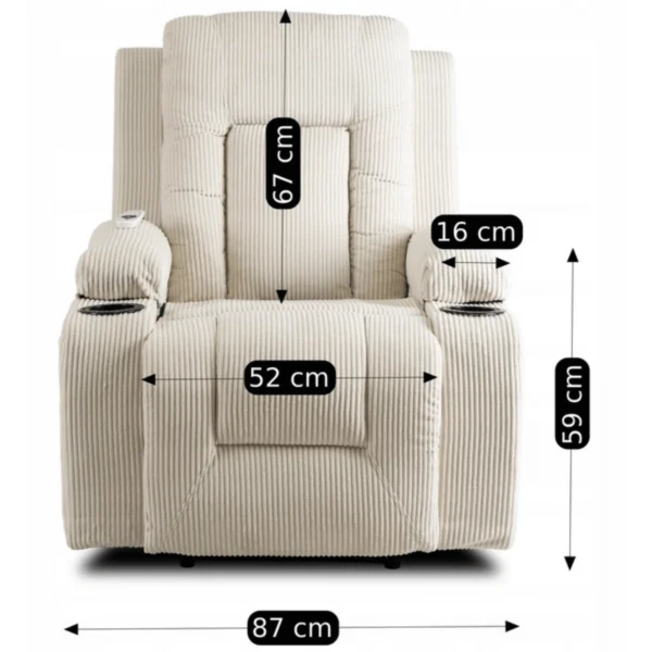 Scaun de masaj reclinabil din catifea bej BOX