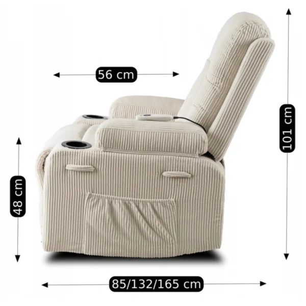 Scaun de masaj reclinabil din catifea bej BOX