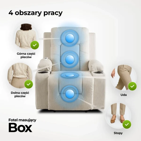 Scaun de masaj reclinabil din catifea bej BOX