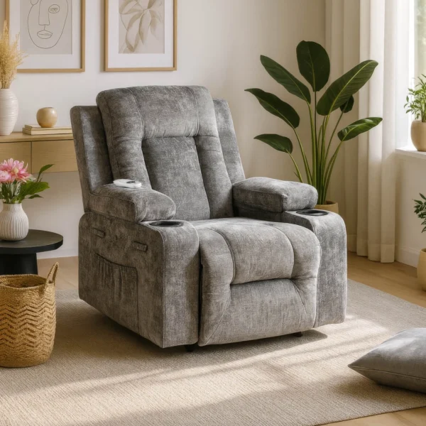 Scaun de masaj BOX, velur gri