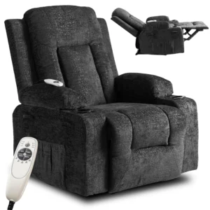 Scaun de masaj reclinabil BOX din velur negru