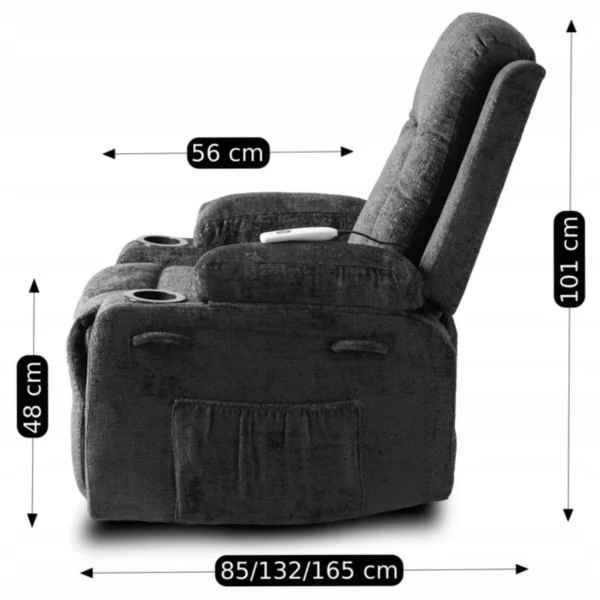 Scaun de masaj reclinabil BOX din velur negru