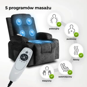 Scaun de masaj reclinabil BOX din velur negru