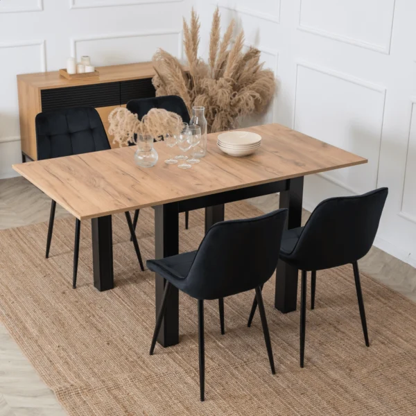 product-3212-1 MAX Masă pliantă 80-160 cm Stejar Craft/Negru — Mese
