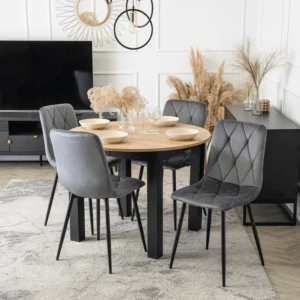 product-3216-2 HARRY Masă extensibilă 102-142 cm Stejar Artisan/Negru — Mese