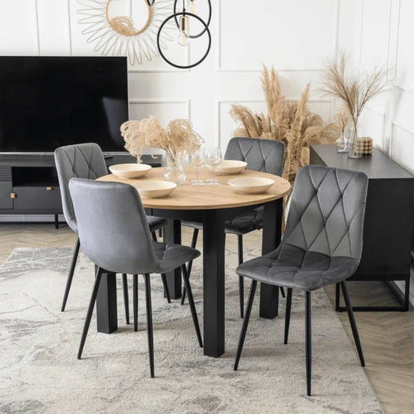 product-3216-2 HARRY Masă extensibilă 102-142 cm Stejar Artisan/Negru — Mese