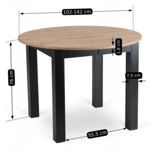 product-3216-6 HARRY Masă extensibilă 102-142 cm Stejar Artisan/Negru — Mese