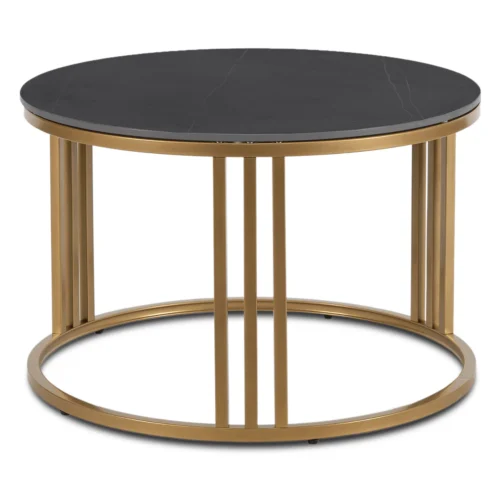 Măsuță laterală din ceramică KORIN Marmură neagră/Auriu