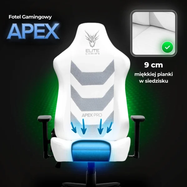 Scaun de gaming pivotant APEX alb