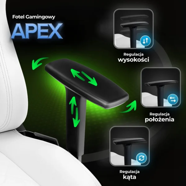 Scaun de gaming pivotant APEX alb