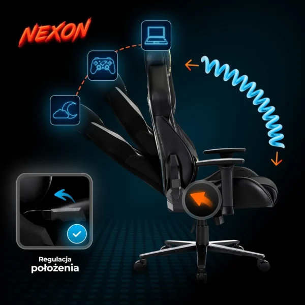 product-3226-1 NEXON Scaun rotativ pentru jocuri negru/alb — MOBILA