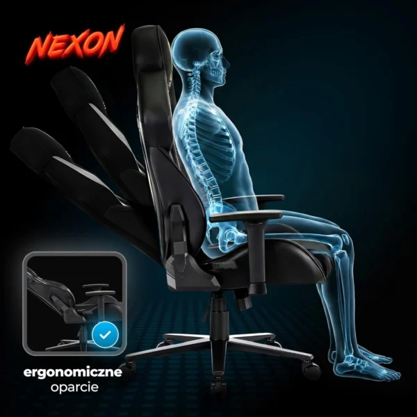 product-3226-2 NEXON Scaun rotativ pentru jocuri negru/alb — MOBILA