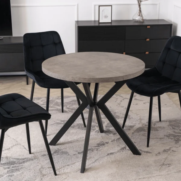 product-3229-0-1 DORIAN Masă pliantă 80-160 cm Beton/Negru — Mese