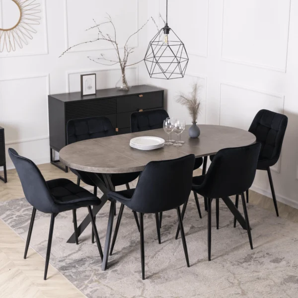 product-3229-3 DORIAN Masă pliantă 80-160 cm Beton/Negru — Mese