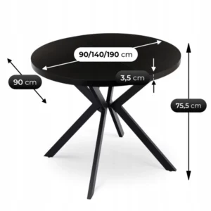 LUGO Masă extensibilă 90–190 cm Negru