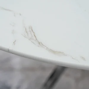 Masa SOUL din sticlă 100 cm Marmură albă/Argintiu