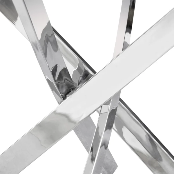 Masa SOUL din sticlă 100 cm Marmură albă/Argintiu