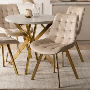 Scaun DEVI din catifea crem