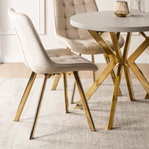 Scaun DEVI din catifea crem