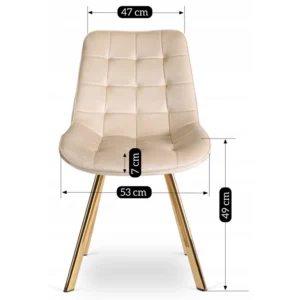 Scaun DEVI din catifea crem