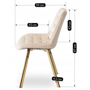 Scaun DEVI din catifea crem