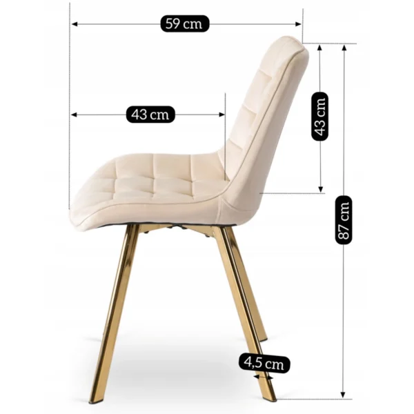 Scaun DEVI din catifea crem