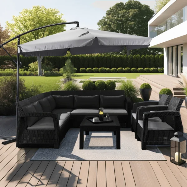 Umbrelă de grădină AKRON gri deschis