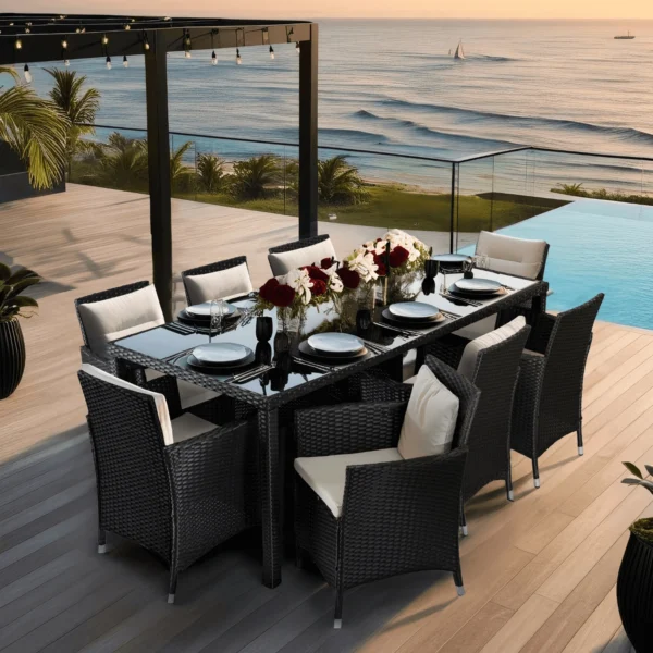 Set mobilier de grădină POMONA negru/bej