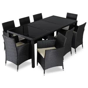 Set mobilier de grădină POMONA negru/bej