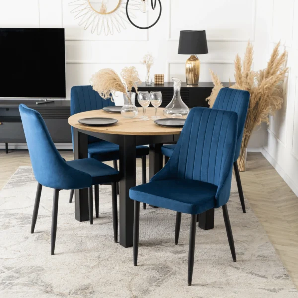 Scaun BARI din velur albastru marin