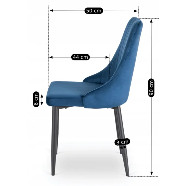 Scaun BARI din velur albastru marin