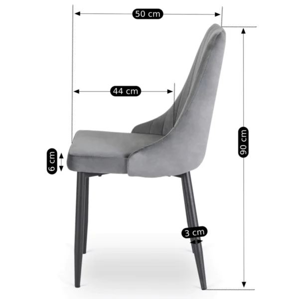 Scaun BARI din catifea gri — MOBILA