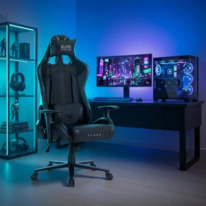 product-3262-0-1 Fotoliu pivotant pentru jocuri FLASH Negru — MOBILA