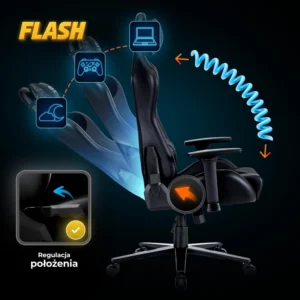 product-3262-1 Fotoliu pivotant pentru jocuri FLASH Negru — MOBILA