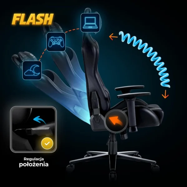 product-3262-1 Fotoliu pivotant pentru jocuri FLASH Negru — MOBILA