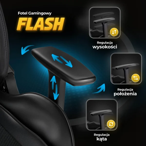 product-3262-3 Fotoliu pivotant pentru jocuri FLASH Negru — MOBILA