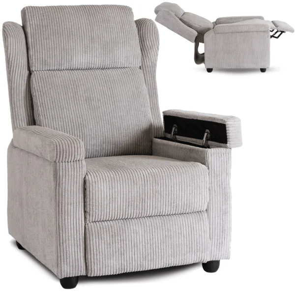 product-3264-0 SPENCER Gri Corduroy fotoliu pliabil — Fotolii de relaxare