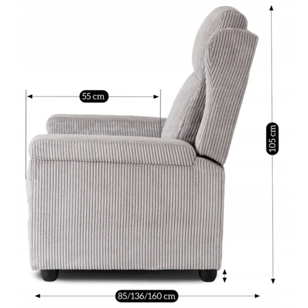 product-3264-15 SPENCER Gri Corduroy fotoliu pliabil — Fotolii de relaxare