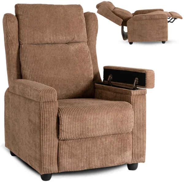 Scaun reclinabil din catifea maro SPENCER