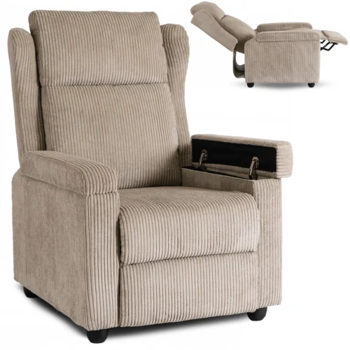 Scaun reclinabil din catifea bej SPENCER