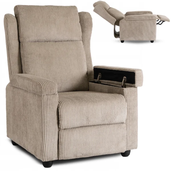 Scaun reclinabil din catifea bej SPENCER