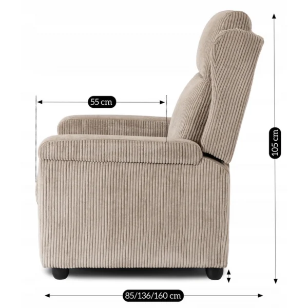 Scaun reclinabil din catifea bej SPENCER